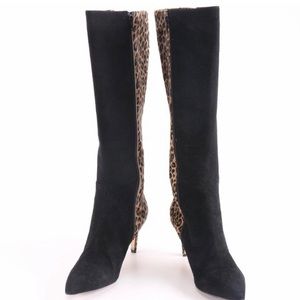 Bruno Ricci Leopard Contrast Knee High Boot